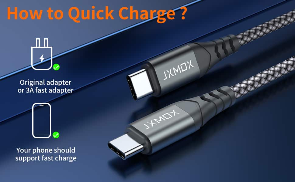 JXMOX USB-C cable quick charge details